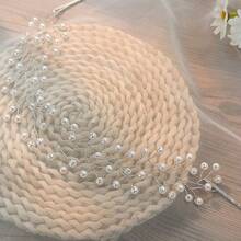 1 pieza Diadema de vidrio elegante, accesorio para el cabello de novia y boda, adecuado para todas las estaciones, accesorio para el Día de San Valentín - Plateado - Ver 5