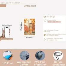 Imprimeu artistic pe pânză cu orizont de toamnă vintage din New York City, 1 buc - Poster decorativ de perete plat, neînrămat, cu frunziș de toamnă și nuanțe calde de portocaliu, pentru sufragerie, dormitor, birou - Ziua Recunoștinței, Halloween, idee de cadou de Crăciun, decor de perete metalic, decorațiuni pentru cameră, artă murală pe pânză mare, artă murală din tablă, decorațiuni pentru casă, cumpărători de sărbători, decoratori de casă, 2D plat, perfect pentru decorul camerei