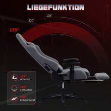 HOMCOM Ergonomic Gaming Chair With 3D Armrests, Adjustable Rolling Desk Chair With Lumbar Support, Gray (On Site) - 1 - View 8