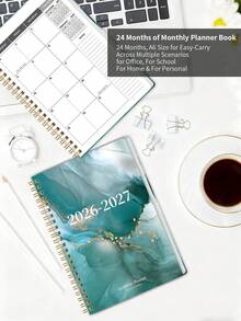 1本2026-2027学年月度计划本，5.6英寸 x 8.0英寸，24个月每日/每周/每月计划本，2026年1月至2027年12月，学校及办公用品，返校季，2026新年礼物