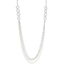 Noessla Layered Long Necklaces For Women Crystal Beaded Statement Necklace Sweater Silver Chain With Gifts Box Jewelry{Inchcolor_nameinch:Inch34-Silverinch} - 34-銀 - 查看 1