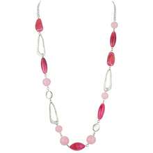 Noessla Layered Long Necklaces For Women Crystal Beaded Statement Necklace Sweater Silver Chain With Gifts Box Jewelry{Inchcolor_nameinch:Inch07-Hotpinkinch} - 07-亮粉色 - 查看 1