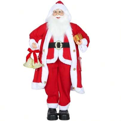 Papai Noel de pé HOMCOM de 1,15 m com presente e sino de Natal para uso interno, vermelho