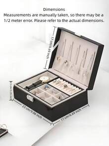 1-Piece Multi-Color Double-Layer Leather Jewelry Box, Jewelry Organizer, Jewelry Storage - Multicolor - View 3
