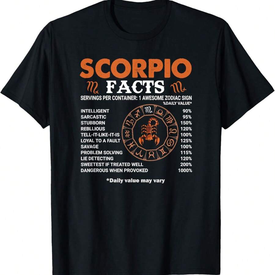Zodiac Sign Scorpio Facts T-Shirt - Black - View 1