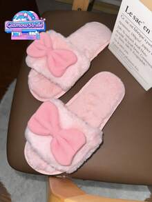 Dép bông màu hồng có nơ dành cho nữ - Dép hở ngón thời trang, mềm mại, bền chắc, thích hợp mang trong nhà hàng ngày. - Hồng - Xem 2