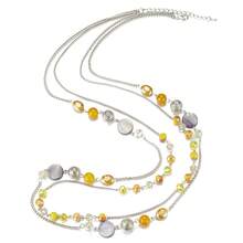 Noessla Layered Long Necklaces For Women Crystal Beaded Statement Necklace Sweater Silver Chain With Gifts Box Jewelry{Inchcolor_nameinch:InchYellowinch} - 黃色 - 查看 3