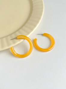 Minimalist Cuff Hoop Earrings - Olive Green - View 14