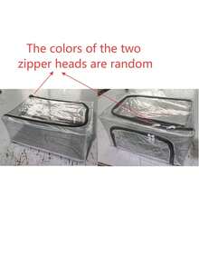 1pc Rectangular Shoe Box, Made Of Transparent PVC Material, Non-Waterproof, Multi-Functional Storage, Steel Frame Support, With 2 Removable Windows, Suitable For Sneakers And High Heels, Can Be Placed Under Bed, Foldable Dust-Proof Underbed Shoe Box, Anti-Oxidation - Clear - View 8