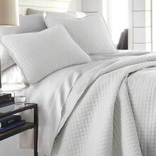 Full/Queen Quilt Bedding Set, Microfiber Quilts Queen Size, Coverlet, Stain & Pet Hair Resistant Bedding, Full Size Bedspread With 2 Pillow Shams, Bone, 2025 - 13 - 淺灰色 - 查看 2