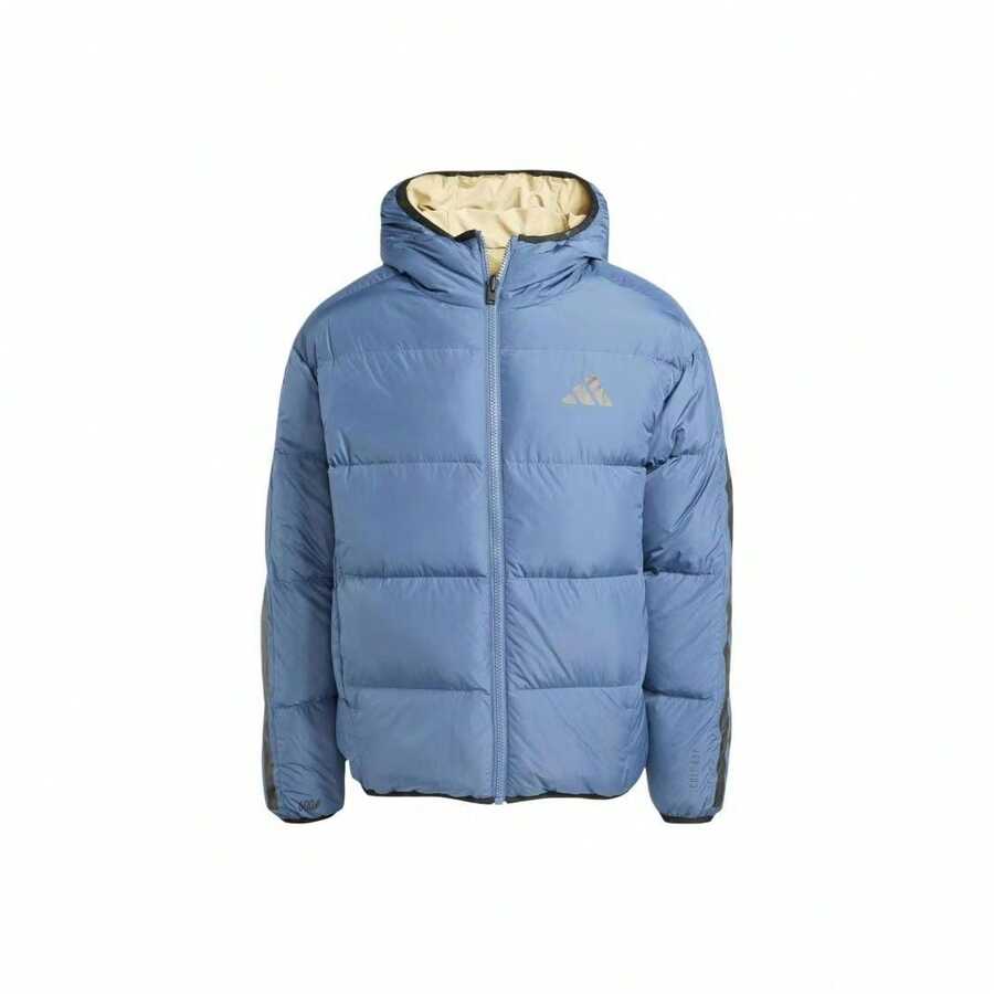 Adidas FW24 WIND.RDY REVERSIBLE DOWN JACKET, Water-Repellent, Warm, Reversible Casual Hooded Down Jacket, Men, Ink Blue