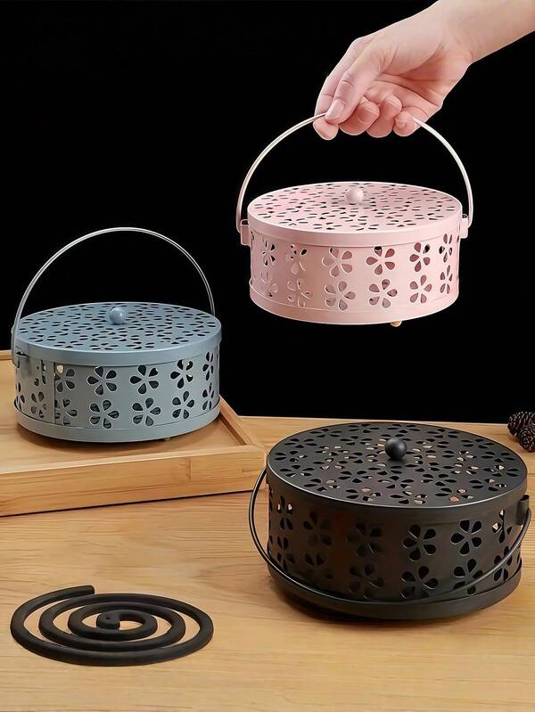 1PC Hanging Mosquito Coil Holder, Antique Gold Birdcage Incense Burner For Outdoor Camping Patio, Rust-Proof Metal Decor, Home Garden Gift