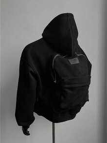 Y2K's Unique 3D Backpack Hoodie, Street-Style Pullover, Oversized Zip-Up Jacket, And Creative Urban Fashion Loose Top Are Suitable For Both Men And Women. - màu đen - Xem 3