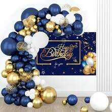 95 piezas Kit de arco de guirnalda de globos azules con telón de fondo, globos reutilizables y de látex para decoración de fiestas de cumpleaños, bodas e invierno (no para un solo uso) - Multicolor - Ver 8