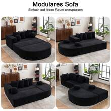 Fully Compressed Boneless Sofa, Living Room/Bedroom With Segmented Cloud Sofa, Modern Modular Sofa, No Assembly Required, Comfortable, Skin-Friendly Chenille Fabric - Black - View 4