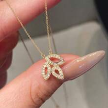 1pc Dainty Hollowed Leaf Necklace Elegant Design Daily Wear Stylish Jewelry Christmas Gift(No Box)