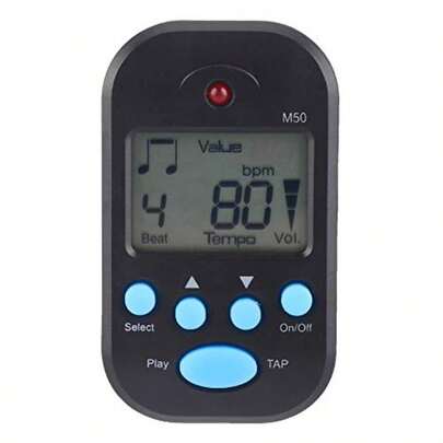 Digital Metronome Mini MultiFunctional Beat Tempo 09 Beat Value 3Gear Volume Adjustment With Clip And Lanyard Hole Portable 2.4 X 1.4 X 0.6in LCD Digital Metronome For Piano Guitar Violin Drum