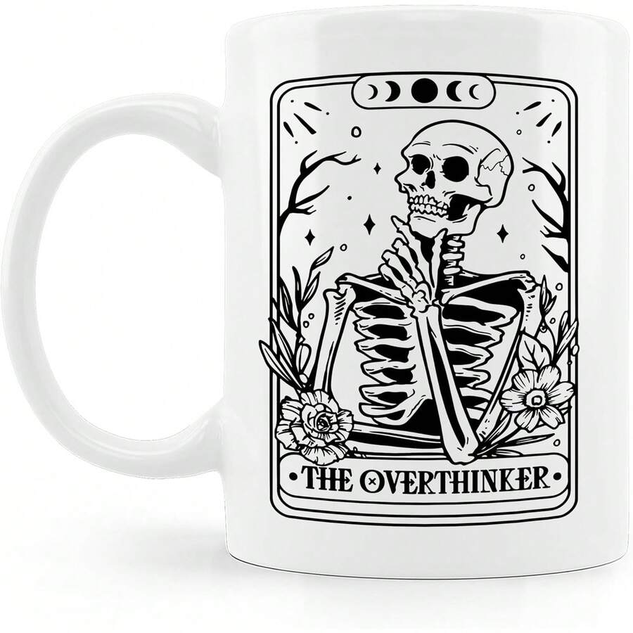 Skull Skeleton Coffee Mug, Goth Decor Mug, Gothic Spooky Gift For Thinkers And Skeleton Goth Lovers, Skull Cup Gothic Gifts For Men Women - 1 - View 1