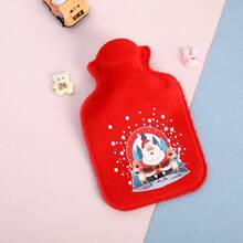 1pc Christmas Plush Hot Water Bottle Filled With Water To Warm Hands And Carry Warm Baby With You-Pattern Random Hair - Red - View 6