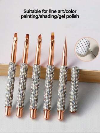 Fine Glitter Full-Diamond Manicure Pen, Ultra-Thin Brush Pen For Shining Diamond Manicure, Line Pen For Applying Nail Polish And Painting Lines, Special Tool For Professional Nail Art, Shining Full-Diamond Starry Night Manicure Pen, Super Shiny Light Therapy Multi-Functional Pen