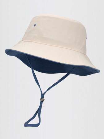 1 pieza Sombrero de cubo lavado unisex, sombrero de sol con cordón de unicolor para exteriores, casual, deportes, ciclismo, viajes, protección solar de verano
