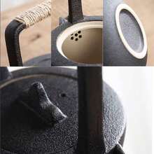 Chinese Gongfu Tea Set Traditional, Black Portable Tea Set For Adults, Asian Tea Service With Ceramic Teapot Warmer BC05BFJ23 - 方形黑色 - 查看 2