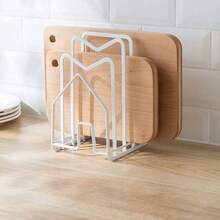 SUNFCON Cutting Board Rack Chopping Board Organizer Pot Pan Lids Holder Thin Bakeware Baking Tray Drying Display Stand Kitchen Countertop Cupboards Cabinet Office Sturdy Metal 4.92x5.7x8.47 In.White - 1PackWhite - View 1