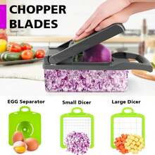 15 -In-1 Vegetable Chopper Kitchen, Vegetable Slicer Food Chopper For Onion Veg Garlic Potato Salad Mini Dicer Chopper Cutter - Green - View 8