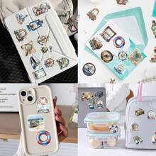 50Pcs Retro Navigator Marine Exploration 2D Ins Aesthetic Stickers Gifts Humorous And Funny Stickers 90s Toys Stickers For Scrapbook Supplies Envelope, Water Bottle, Computer, Laptop, Phone, Luggage, Notebook, Fridge,Festival Party,Christmas Decoration - Multicolor - View 7