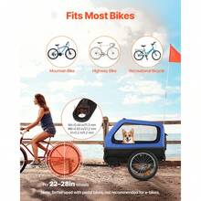 Dog Bike Trailer, Supports Up To 88 Lbs, Pet Cart Bicycle Carrier For Small & Large Dogs, Easy Folding Frame With Quick Release Wheel, Universal Bicycle Coupler, Reflector, Flag, Internal Leash - 88 lbs for Small & Large Dogs - 查看 2