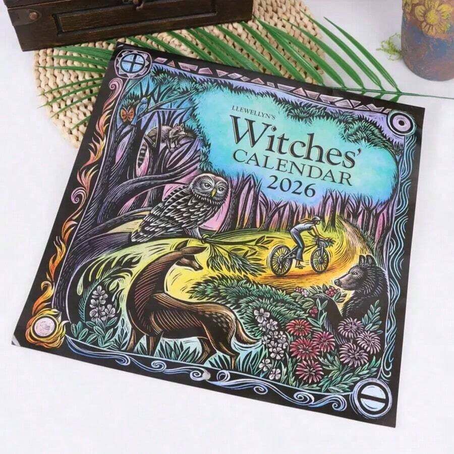 2026 Witch'S Calendar - 12 Months Of Mystical Witches & Occult Practices, Weekly-Monthly View, Perfect For Collectors And Hobbyists, English Language, Ideal Gift For Home Or Office Deco, For Halloween - Witch - View 1