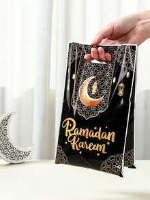 10/25/50Pcs Ramadan Kareem Gift Bag,Gift Wrapping Bag With Stars,Moon,Lantern Design,EID Mubarak Tote Bag,Islamic Muslim Party Favor Bag,Gift Packaging Bag,Ramadan Kareem Party Supplies,Ramadan Mubarak Decorations,Ramadan Gift,Ramadan Decorations For Home,EID Mubarak Decorations,Eid Al Adha Decor