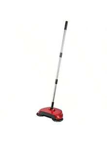Barredora de suelos multi funciona  con escoba giratoria conmango,limpiador de empuje manual - Rojo - Ver 3