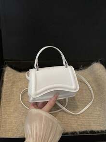 1个PU磁扣极简纯色迷你手提包，小众设计，高性价比，可单肩/斜挎，可装零钱包/口红包，适合购物、日常生活、旅行，时尚艺术风格，多种颜色可选，必备时尚单品 - 純色手提包 - 查看 5