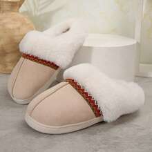 Women's Non-Slip Mute Floor Slippers - Solid Color With Plush Lining - 6652 Màu kaki - Xem 3