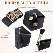 Crossbody Bag For WomenSoft Vegan Leather Cross Body Purse Medium Shoulder Bag Handbags With Guitar Strap - Black - View 3