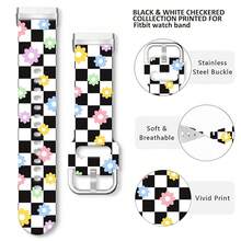 Compatible With Watch Band Fitbit Versa 3, Versa 4, Sense, Sense 2, Holiday Pattern Silicone Replacement Strap{Inchcolor_nameinch:InchBlackandWhiteCheckeredinch,Inchsize_nameinch:InchForVersa4/Versa3/Sense2/Senseinch} - BlackandWhiteCheckered - View 5