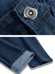 Men's Casual Straight-Leg Jeans (With Pockets) - Dark Washed Blue L30 - View 5