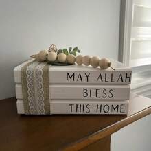 1 Set Mini Ramadan Wooden Book Stack Decor, Suitable For Tiered Tray Decor, Ramadan Decoration, Book Bundle, Home Decor, Room Decor, Bedroom Decor, Tabletop Decor - White - View 10