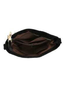 Women's Fashionable Retro Ankola Red Shoulder Bag, Soft Suede-Like Texture, Lightweight Shoulder Bag For Cosmetics And Lipstick Storage - Black - View 10