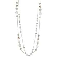 Noessla Layered Long Necklaces For Women Crystal Beaded Statement Necklace Sweater Silver Chain With Gifts Box Jewelry{Inchcolor_nameinch:InchGreyinch} - 灰色 - 查看 2