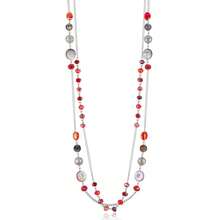 Noessla Layered Long Necklaces For Women Crystal Beaded Statement Necklace Sweater Silver Chain With Gifts Box Jewelry{Inchcolor_nameinch:InchRedinch} - 紅色 - 查看 1