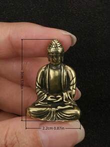 1pc Mini Pure Brass Sakyamuni Buddha Statue Decor - Bronze - View 3