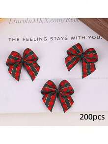 500/200/50/20pcs Christmas Gift Wrapping Bow - Handmade Red, Gold And Green Plaid Pattern Bow Decoration, Heart Bow, DIY Hand-Made Bow, Clothes, Bags, Bow, Suitable For Gifts And Handicrafts, Christmas, Christmas Decorations, New Year, New Year's Day, Valentine's Day, Mother's, Valentine's Day Party, Home Decor, Home Gifts - Multicolor - View 16