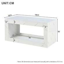 Modern LED Coffee Table, Living Room Coffee Table, Sofa Side Table, Lounge Table, High Brightness Coffee Table With Remote Control, Large Coffee Table With Marble Print (White) - White - View 8