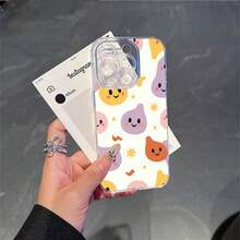 CLEAR  CASE Cute Blob Characters With Happy Faces On White BackgroundCompatible With  11 To  17 Models The Cases Lens Protection Function Ensures The Camera Remains Undamaged During Shooting  Guaranteeing Image Quality - Clear - View 5