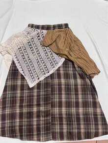 Vintage Distressed Asymmetrical Lace Patchwork A-Line Skirt Spring - Multicolor - View 7