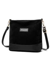 Women's Fashionable Retro Ankola Red Shoulder Bag, Soft Suede-Like Texture, Lightweight Shoulder Bag For Cosmetics And Lipstick Storage - Black - View 6