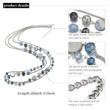 Noessla Layered Long Necklaces For Women Crystal Beaded Statement Necklace Sweater Silver Chain With Gifts Box Jewelry{Inchcolor_nameinch:InchBlueinch} - 藍色 - 查看 8