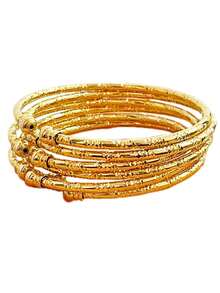 6 piezas Pulseras tipo brazalete de 3mm, estilo Dubai, dorado, joyería de boda, regalo - oro - Ver 5
